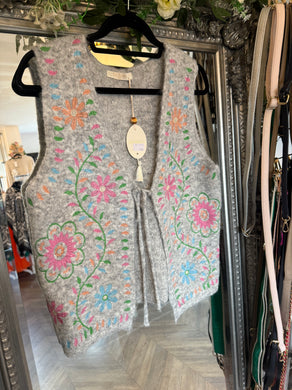 Embroidered knit waistcoat