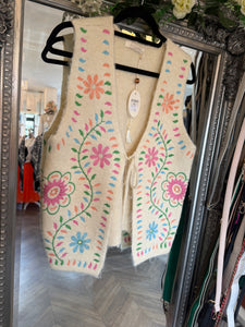 Embroidered knit waistcoat