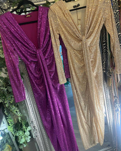 Sequin long split front dress