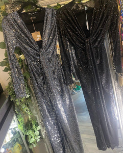 Sequin long split front dress